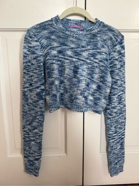 Edikted Blue & White Marled Cropped Sweater